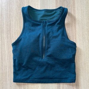 Vuori Granite Heathered Zip Tank in Beryl size XS